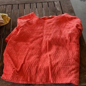 Neon Coral Textured Women's Top